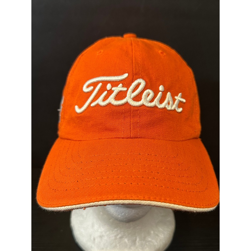 Titleist Golf Hat Orange Adjustable Strapback FJ FootJoy Logo Embroidered Cap